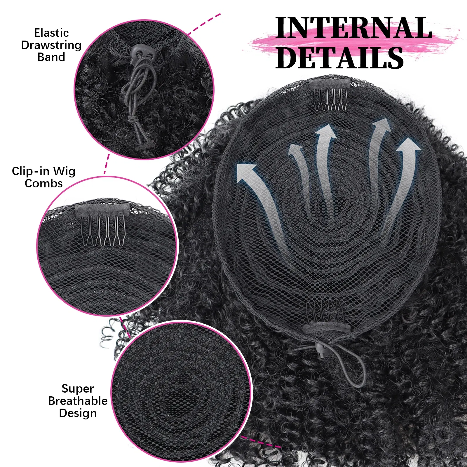 Color: #1B - Afro Puff kinky curly Drawstring Ponytail Bun Extension for Black Women Synthetic Short Afro Kinkys Curly Afro Hairpieces