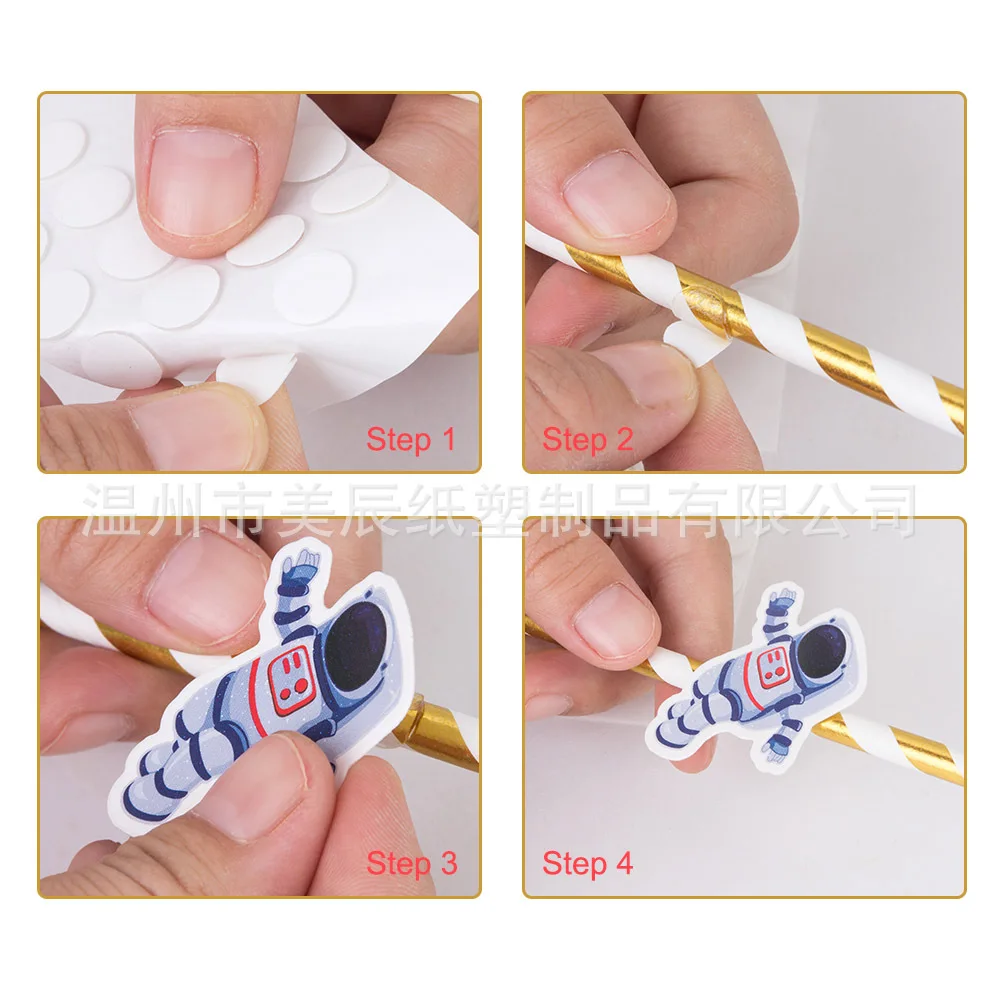 Color: Deep Sapphire, Capacity: 480ml - 20/40pcs Outer Space Party Disposable Straw Paper Drinking Straw Astronaut Rocket Birthday Party Decoration