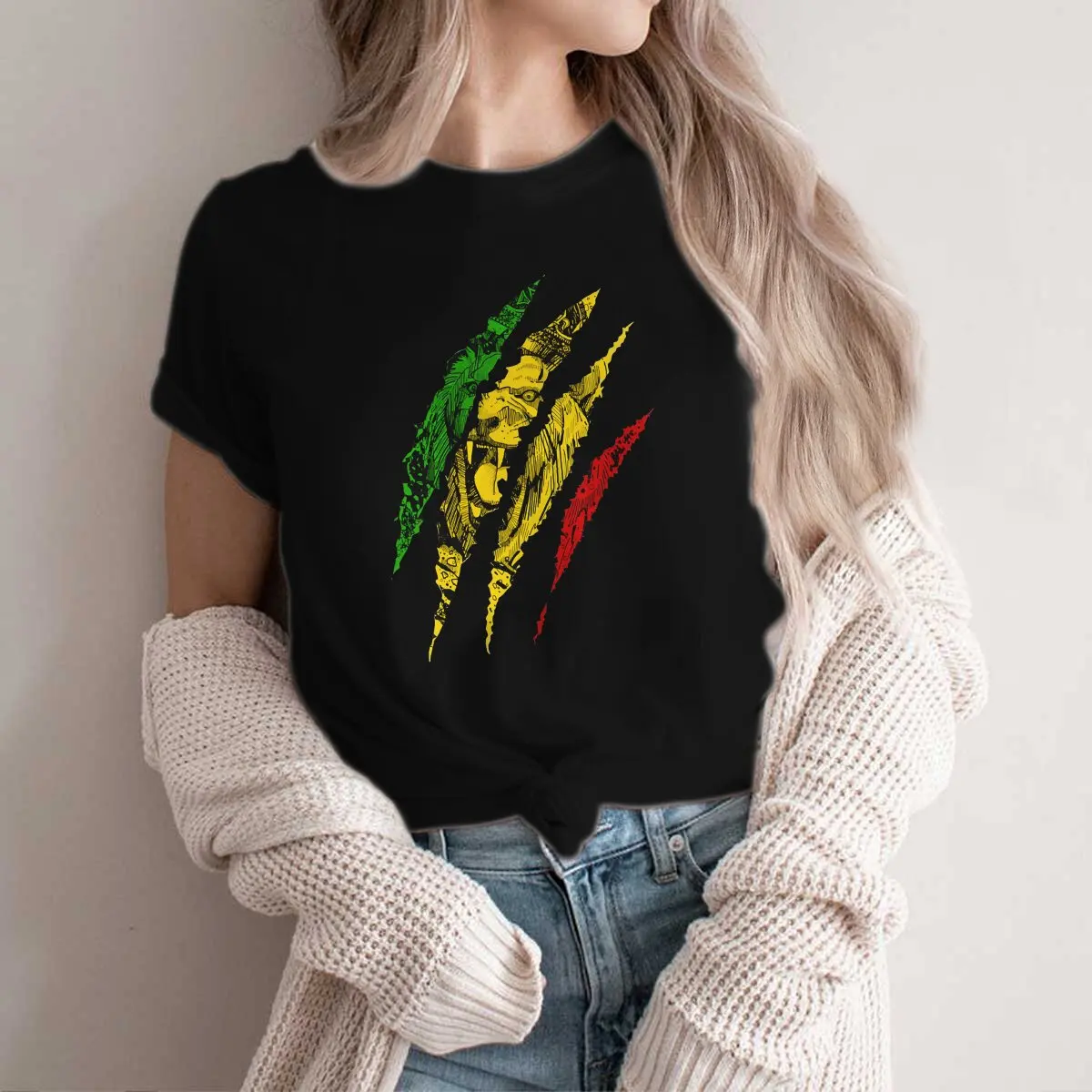 Color: WHITE, Size: XL - Rasta Design Polyester TShirts Warrior Lion Of Judah King Rasta Reggae Jamaica Roots Distinctive Homme T Shirt