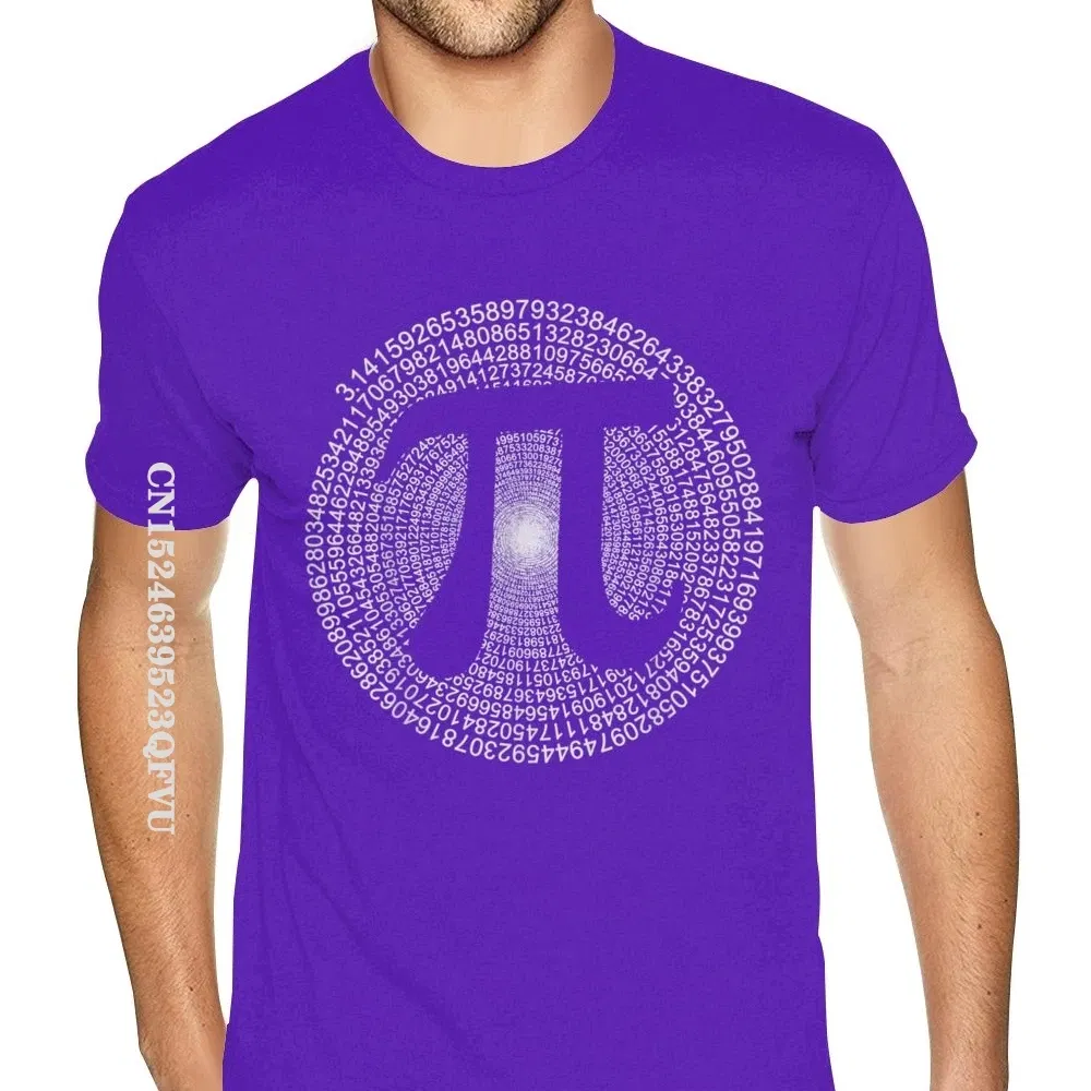 Color: PURPLE, Size: M - Classic Pi T Shirt 3,14 Pi Number Symbol Math Science Gift Tee Shirts For Men Make Your Own Soft Cotton HipHop Print Tee
