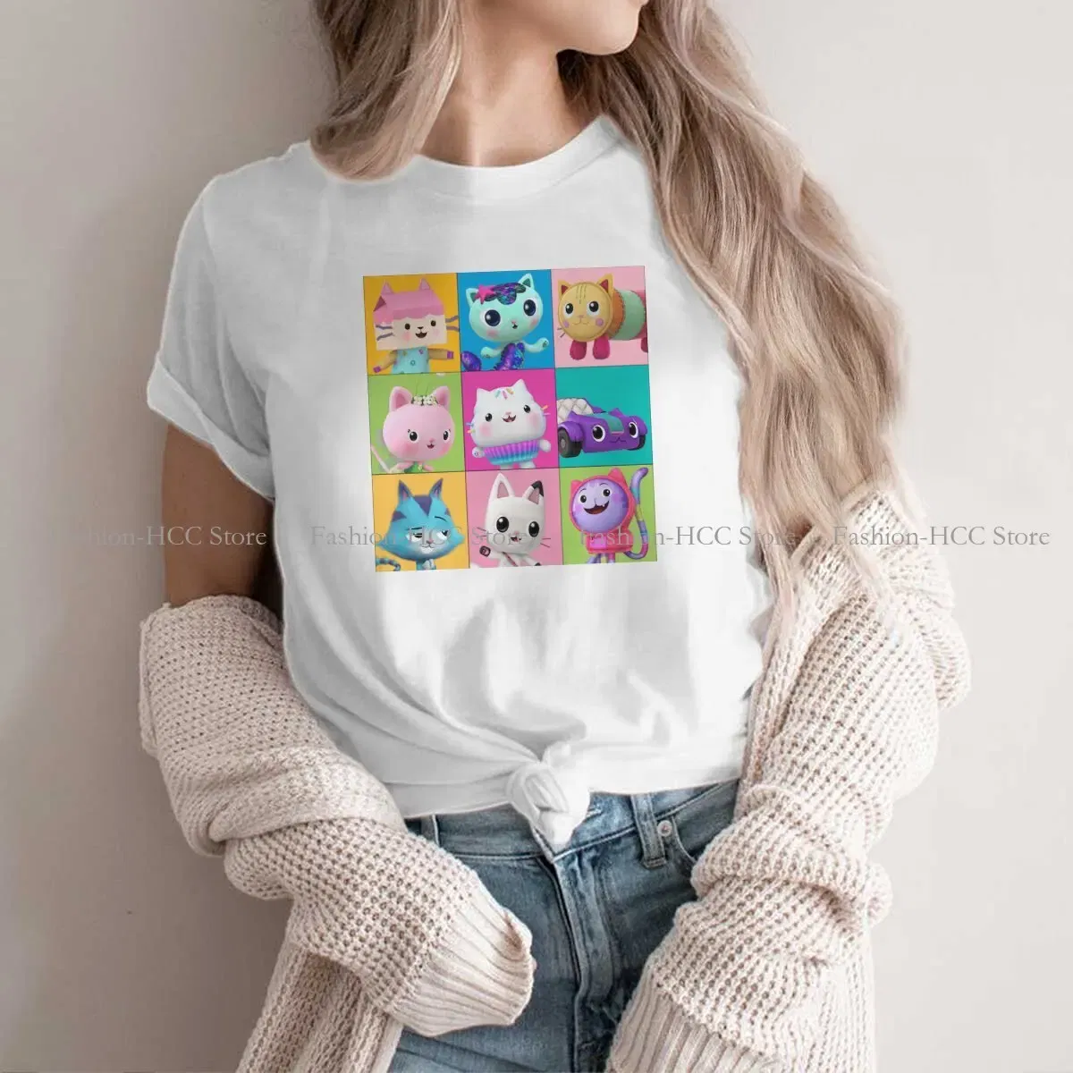 Color: WHITE, Size: XL - Essential Style Polyester TShirt Gabby's Dollhouse Gabby Cartoon Comfortable Hip Hop Gift Idea T Shirt Stuff