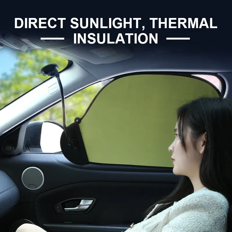Color: Blue - BLALION Car Side Window Sun Shade UV Protection Adjustable Suction Cup Sunshade Summer Foldable Sun Protection Heat Insulation