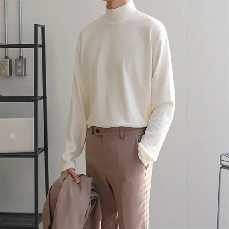 Color: green, Size: XL - Yasuk Spring Autumn Winter Solid Casual Plush Turtleneck Men's Loose Bottom Double Faced Velvet Sweater Simple Warm BigSize