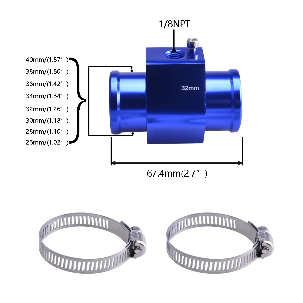 Color: Orange - 52MM 12v Racing Car Ultra-thin Water Temperature Gauge And Water Temp Joint Pipe Sensor Adapter 1/8NPT