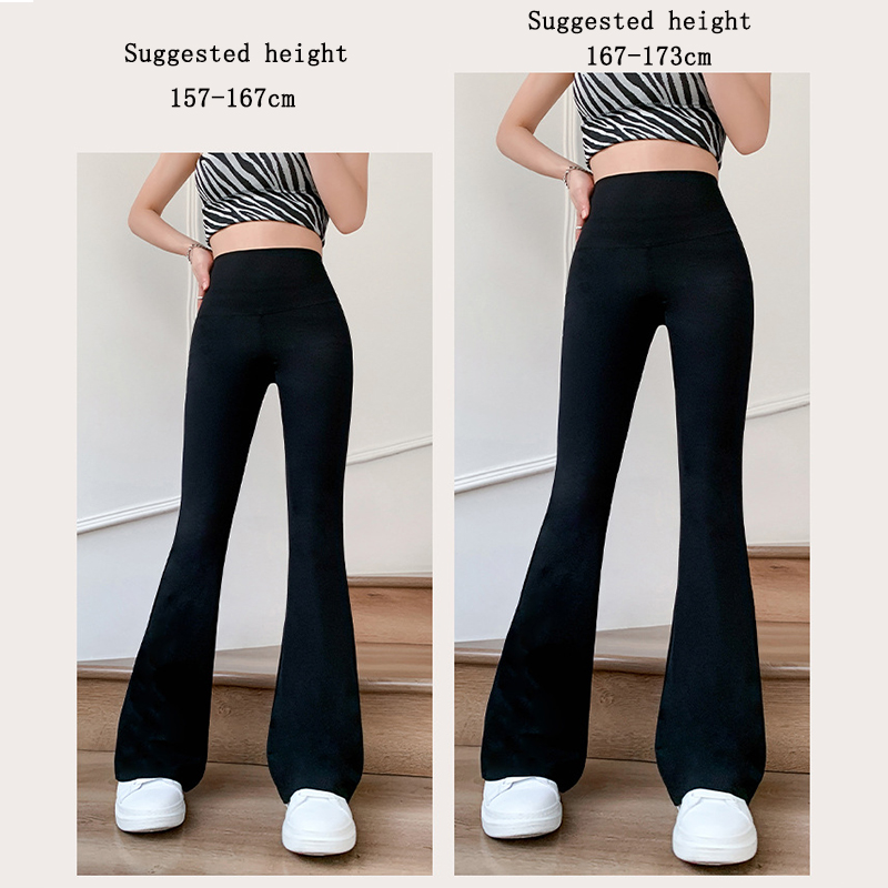 Color: black, Size: L - Women Flare Pants Slim High Waist Solid Sexy Shark Flare Pants Fashion Casual Streetwear Elastic Butt Lift Skinny Leggings