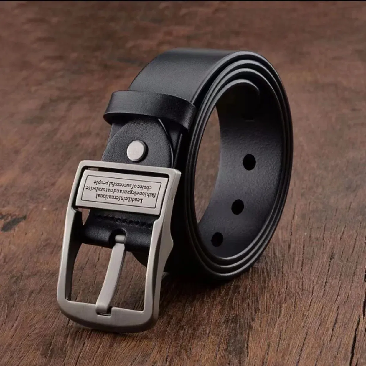 Color: army green, Belt Length: 125cm - New Leather Cowhide Men's Belt Fashion Metal Alloy Pin Buckle Adult Luxury Brand Jeans Business Casual Waist Male Strap Brand