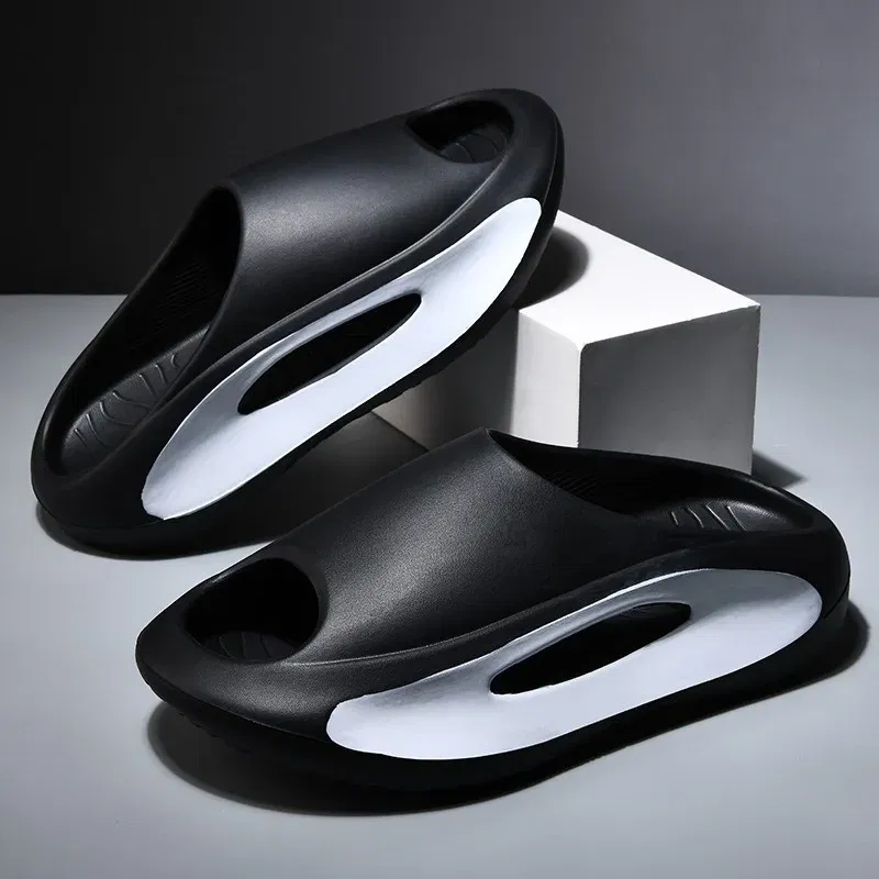 Color: black, Shoe Size: 36.5 - Men's Sandal Slippers New Summer Sneaker Slippers Men Thick Bottom Platform Slides Soft Eva Slippers Casual Beach Shoes