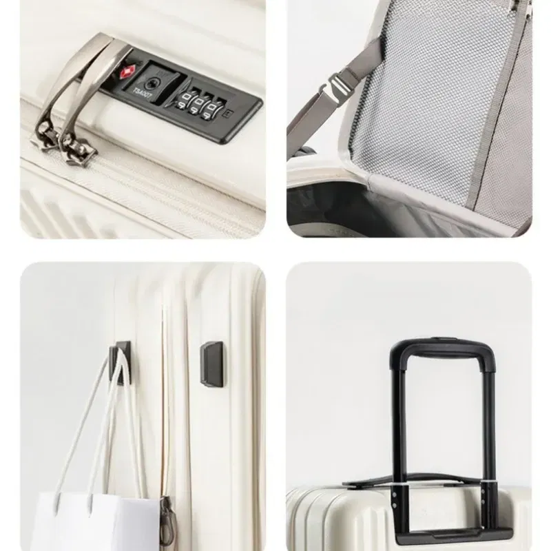Color: green, Luggage Size: 16Inches 400mm, Ships From: CHINA - 2025 New 20-inch PC Hard Shell Lightweight Roller Travel Expandable Multifunctional Front Opening Suitcase Cabin Trolley Case