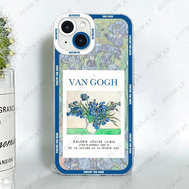 Color: Gold, Material: PE - Van Gogh Oil Painting Phone Case For iPhone 11 12 13 14 15 16 Pro Max XR X XS Mini 8 7 Plus SE 2020 2022 Transparent Case