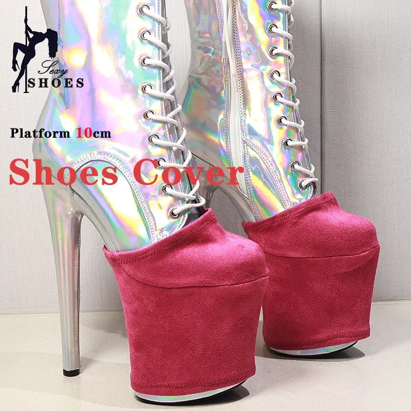 Color: Beige, Size: M - Suede Shoes Cover Steel Pole Dance Training Specific Protective Cover 10CM Platform Anti Slip Wear-resistant Boots Protective