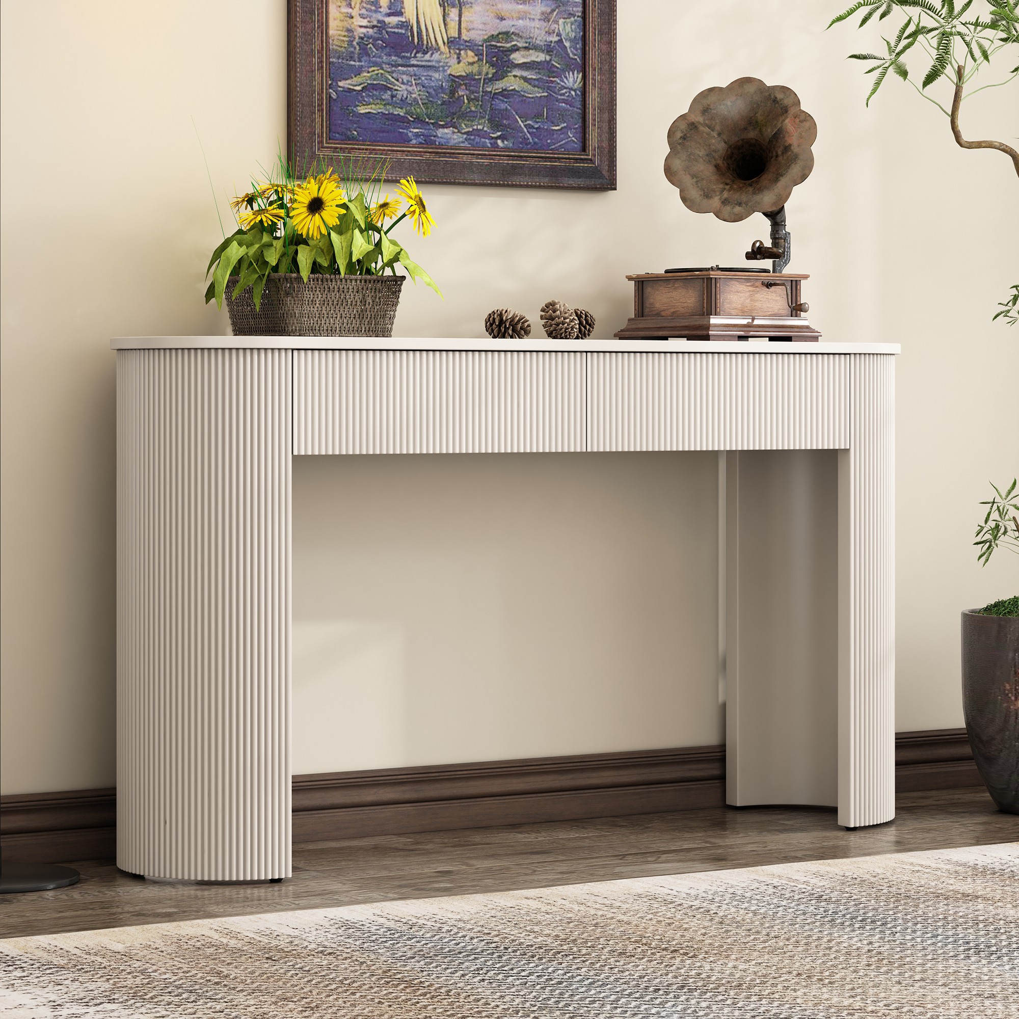 White Console Table with Storage