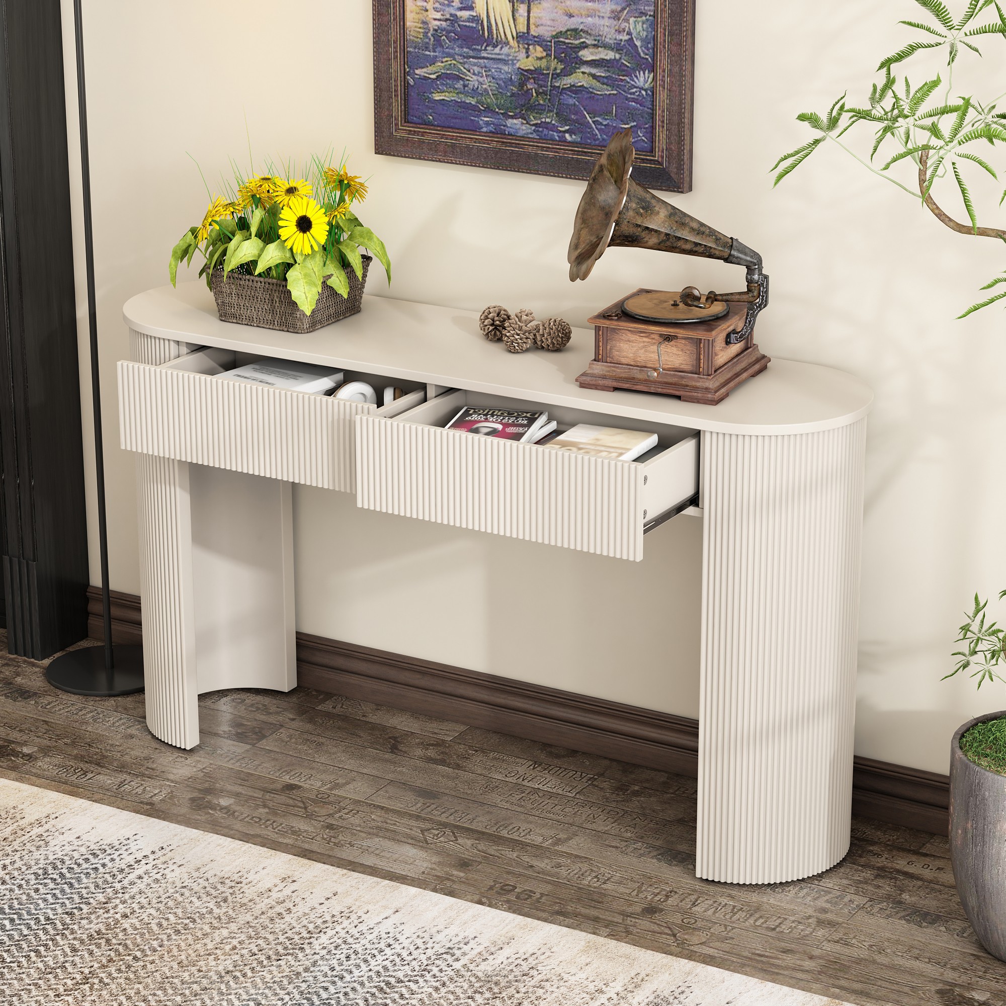 White Console Table with Storage