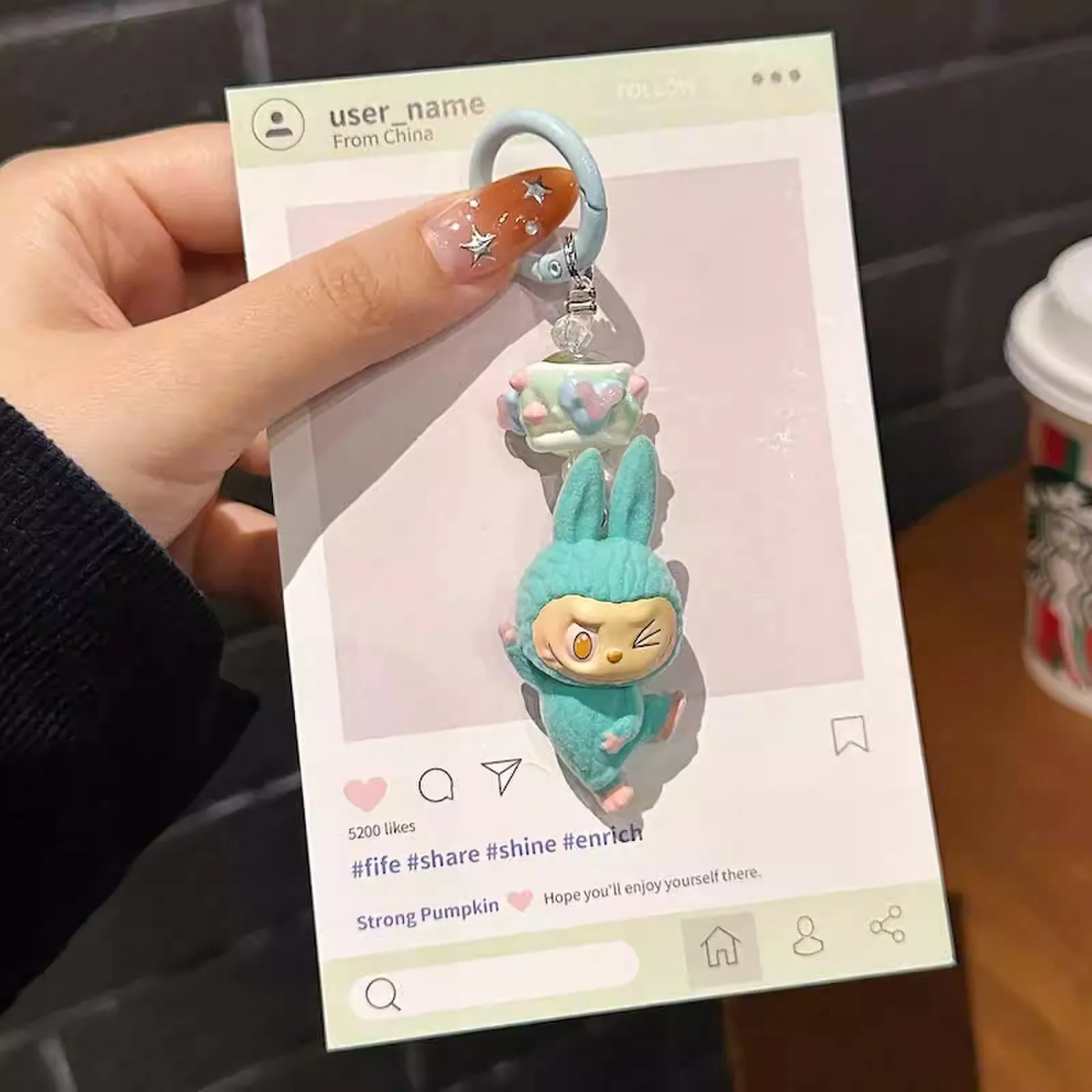 Color: Burgundy, Ships From: CHINA - New Cute Cartoon Labubu Phone Chain Hanging Rope Keychain Backpack Pendant Shoulder Bag Ornament Gift for Girlfriend
