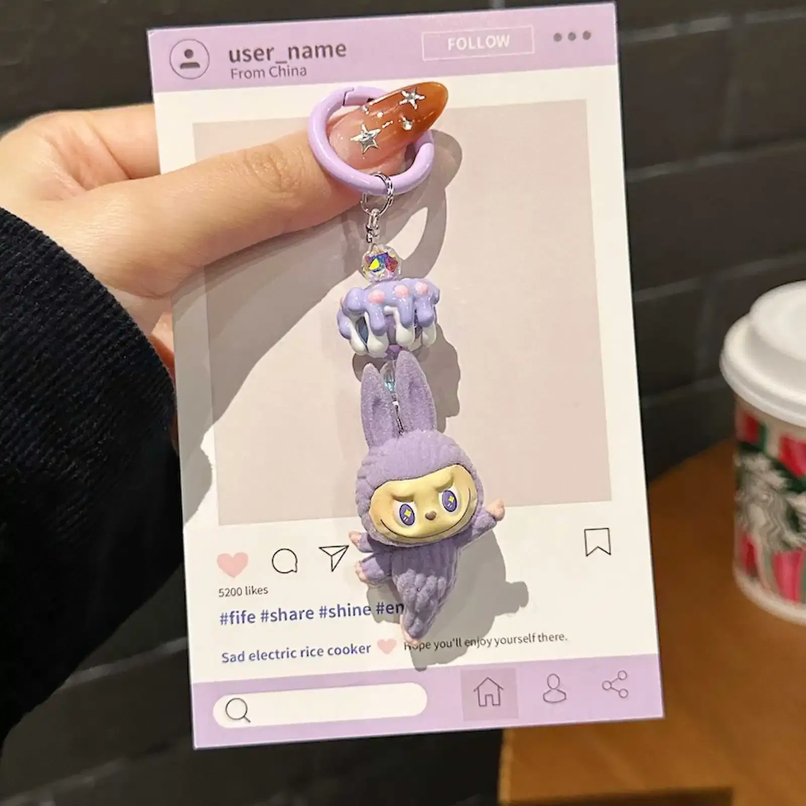 Color: Burgundy, Ships From: CHINA - New Cute Cartoon Labubu Phone Chain Hanging Rope Keychain Backpack Pendant Shoulder Bag Ornament Gift for Girlfriend