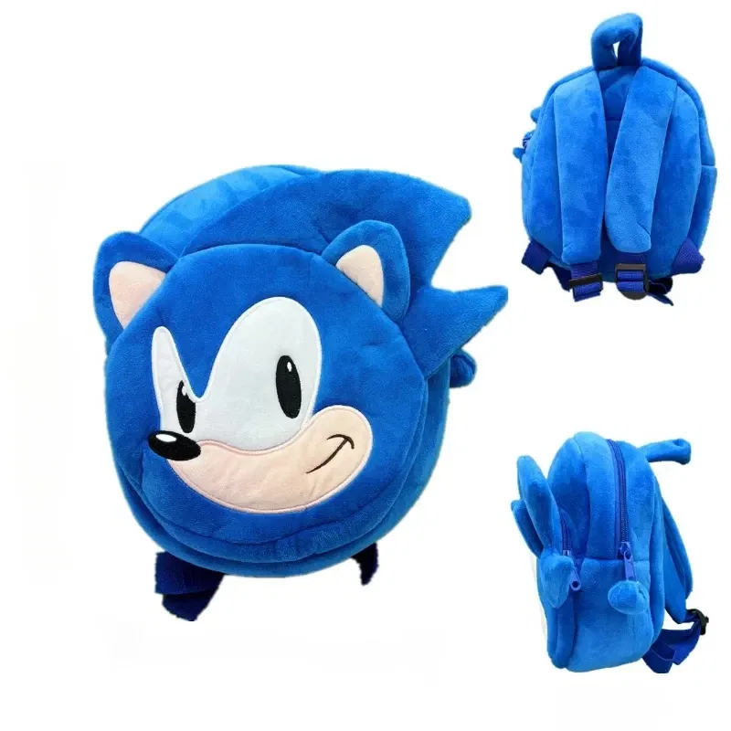 Color: WHITE - Gifts Hedgehog Sonic Backpack High Appearance Game Kindergarten Children Plush Coin Purse  Anime Cartoon School Bag Mochila