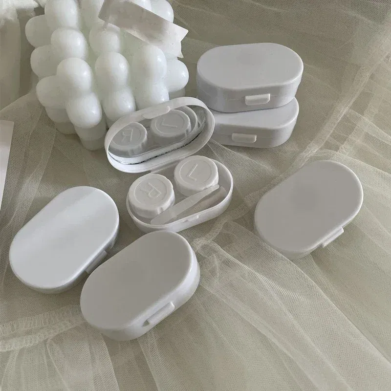 Women Mini Contact Lens Case for Travel Lady Holder Storage Eye Care Container with Mirror Lenses Box Smooth Candy Color