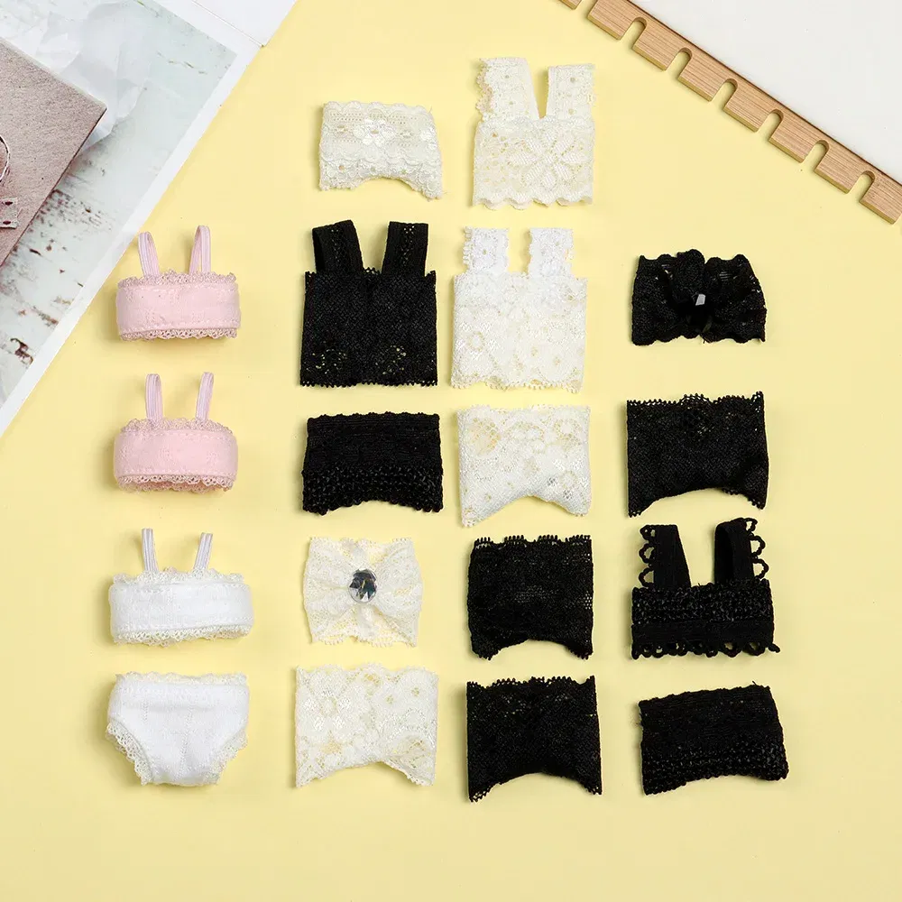 Color: Violet - 1Set Soft Lace Underwear Bra Briefs For 30CM Doll 1/6 Knickers For Blythe 1/6 BJD Dolls Top Underpant For Dollhouse Kids Toy