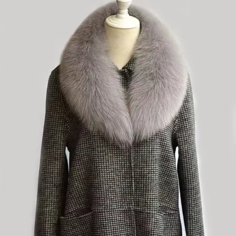 Color: LIGHT GRAY, Size: S - Winter Real Fox Fur Collar Woman Furry Natural Raccoon Fur Scarf Shawls Luxury Neck Warmer Wraps For Coat Fur Scarves Large Size