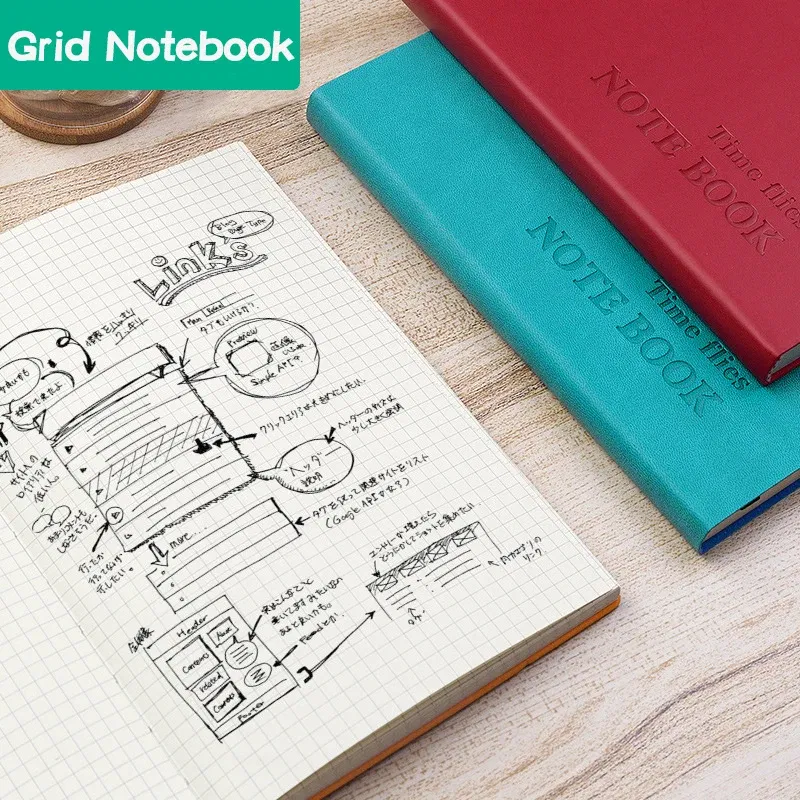 Color: green - Grid Notebook A5,Travelers Journals School Office Meeting Record 80GSM/264 Pages Checkered Paper Notepad Handbook Agenda 2024/25