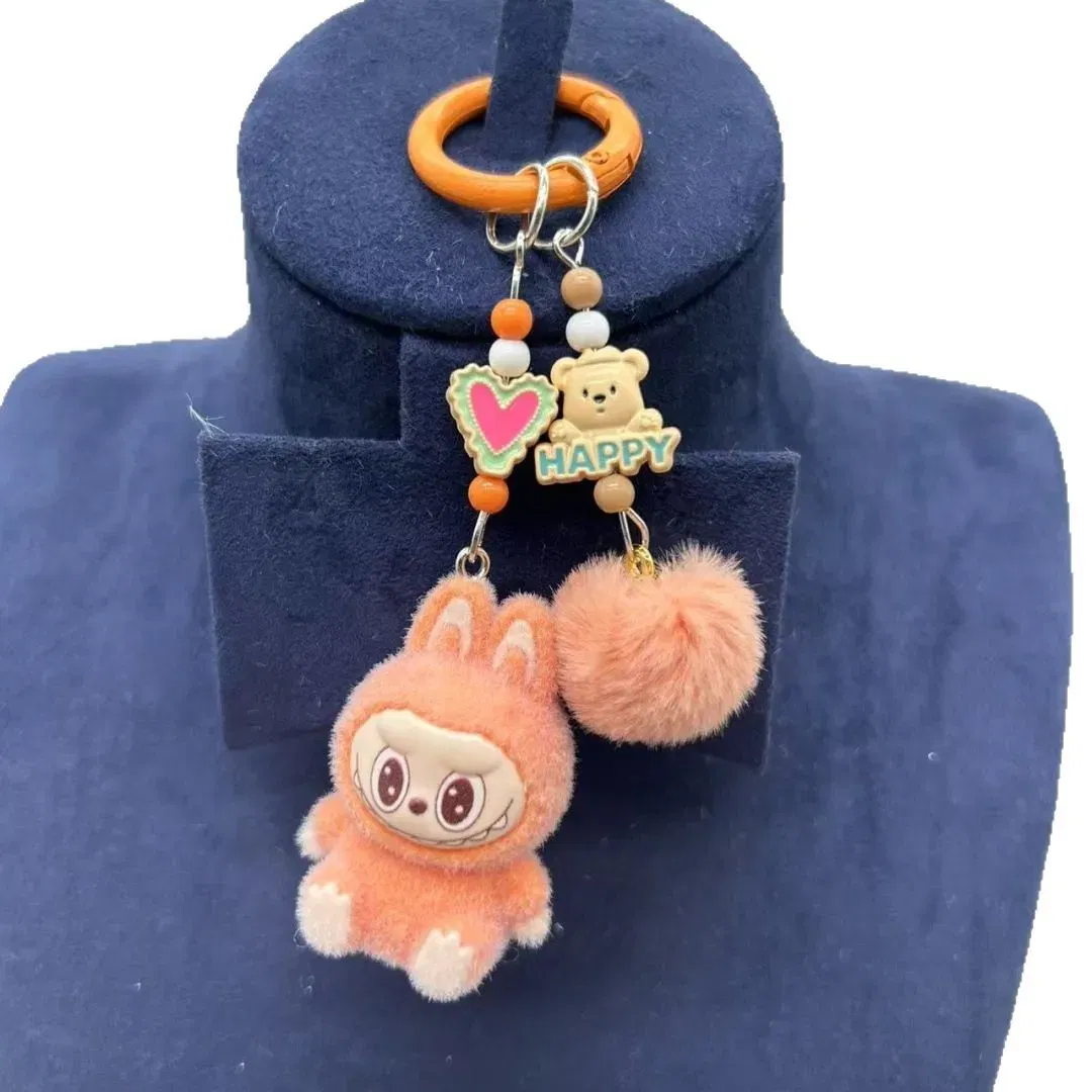 Color: black, Ships From: CHINA - Mini cloth keychain kawaii three-dimensional cartoon creative car phone pendant bag hanging children's day gift