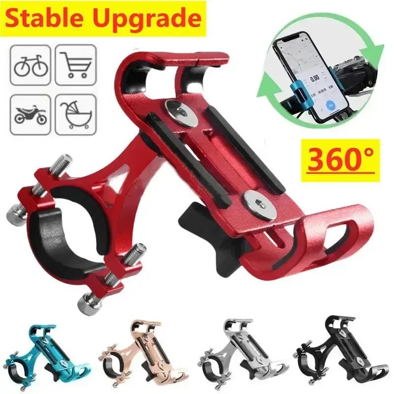 Color: Sapphire - 360 Rotate Metal Motorcycle Bicycle Phone Holder Aluminum Alloy Anti-slip Bracket Support GPS Clip Bike Phone Stand for iPhone