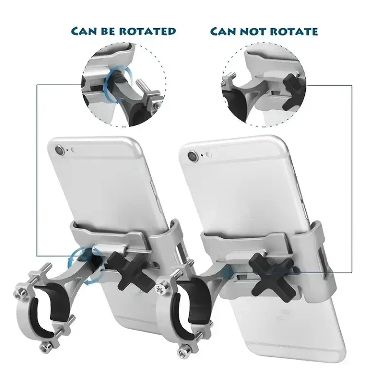 Color: Sapphire - 360 Rotate Metal Motorcycle Bicycle Phone Holder Aluminum Alloy Anti-slip Bracket Support GPS Clip Bike Phone Stand for iPhone