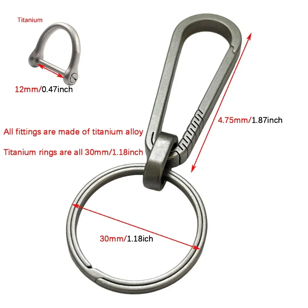 Color: Red - High-End Titanium Keychain Men Car Key Chain Key Ring Ultra Lightweight EDC Carabiner Key Holder Outdoor Hiking Buckle Tool Gift