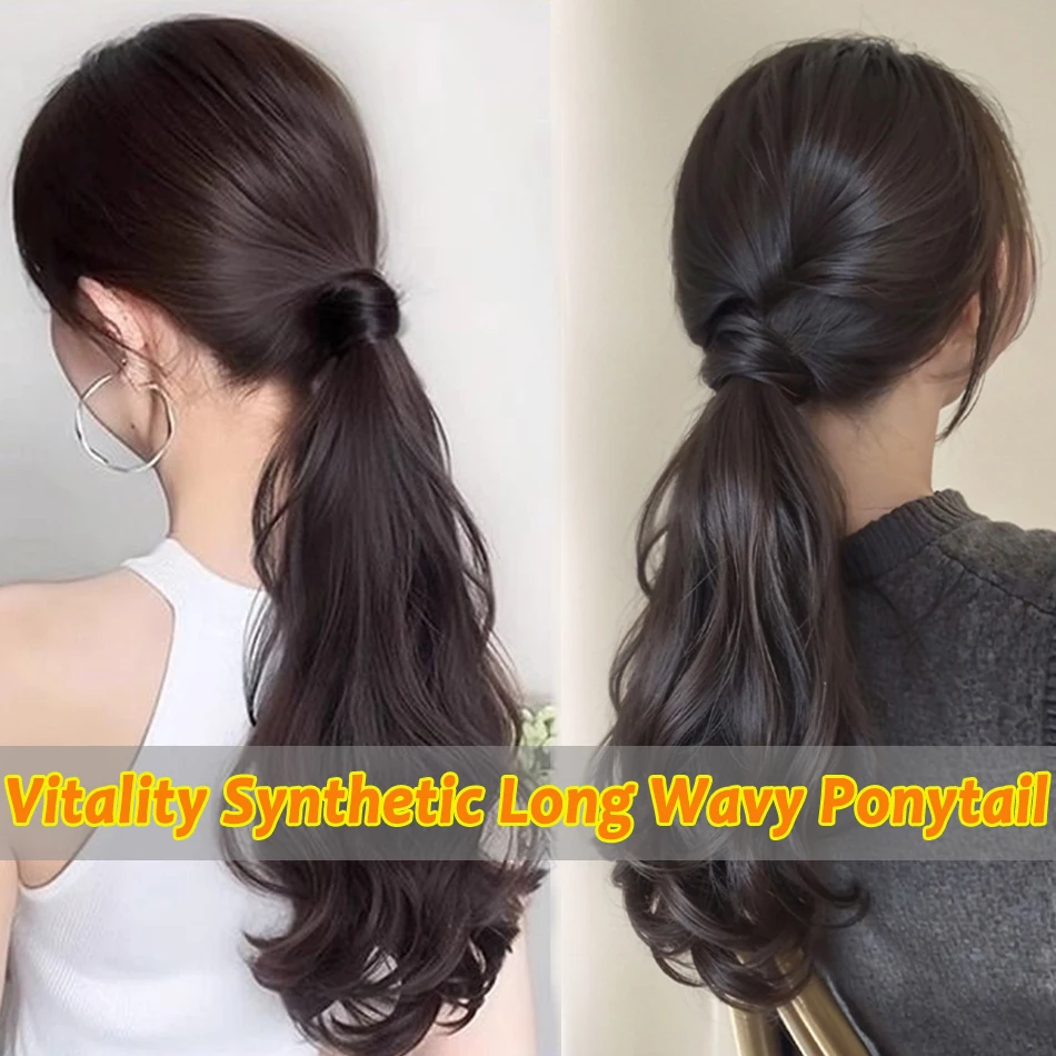 Color: T4/27/30, Stretched Length: 20inches - Synthetic Ponytails Hair Extension With Rubber Band Long Curly Wavy Layered Ponytail For Women Daily Use Heat Resistant Hair Wig