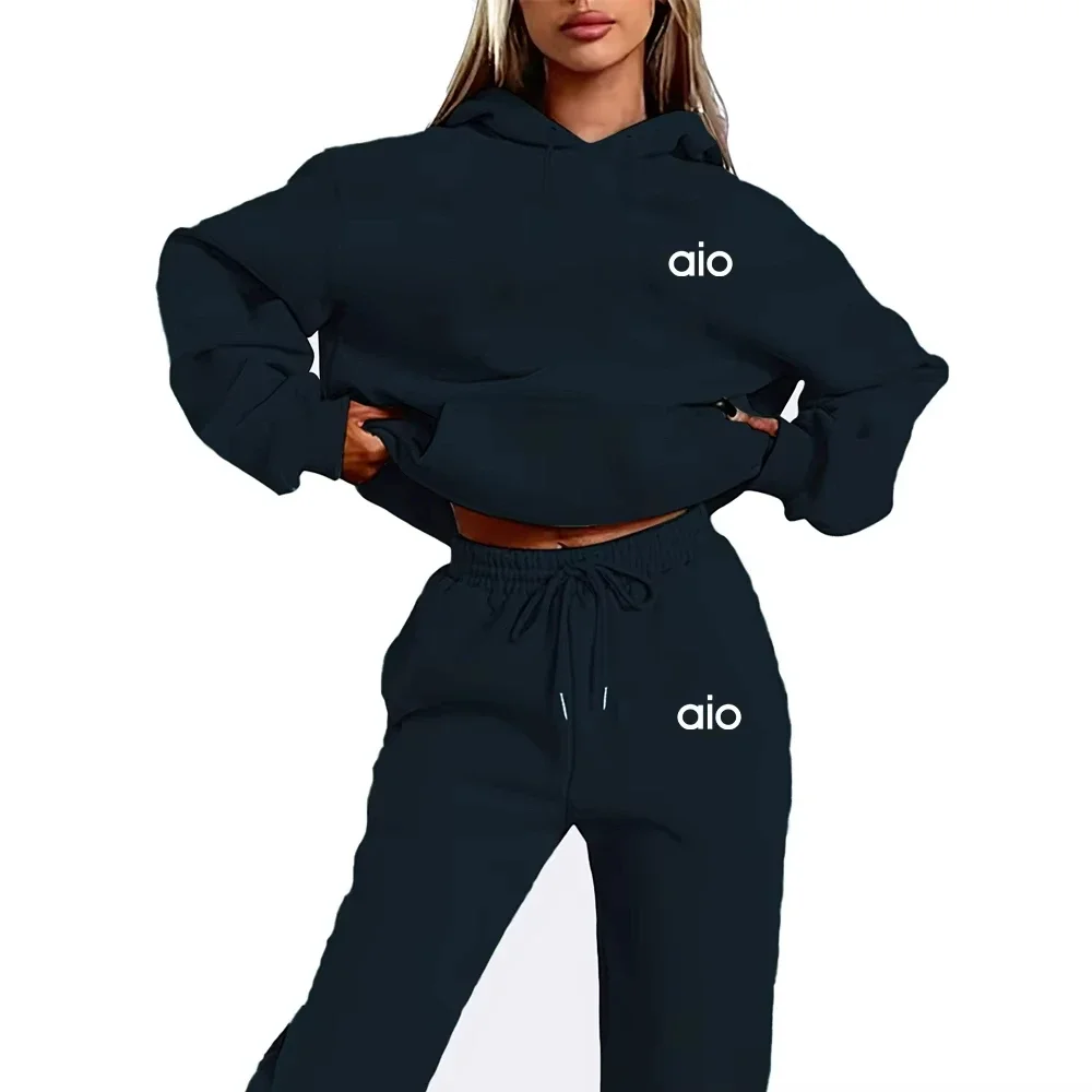 Color: black, Size: S, Ships From: CHINA - 2025 Autumn Winter Women's Sets 2pcs Hoodies Pants Suit Sports Outfits  Letter Print Aesthetic Clothes Ladies Tracksuit