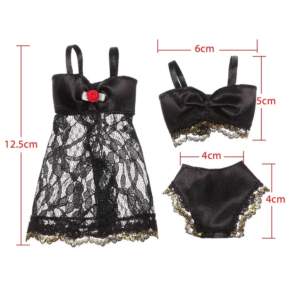 Color: ArmyGreen - 1Set Soft Lace Underwear Bra Briefs For 30CM Doll 1/6 Knickers For Blythe 1/6 BJD Dolls Top Underpant For Dollhouse Kids Toy