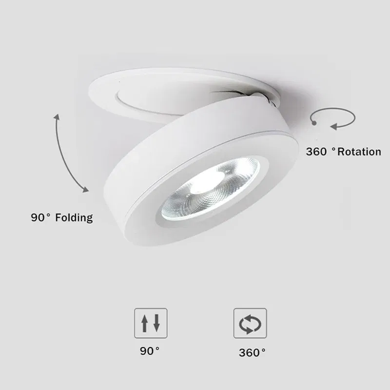 Body Color: Brown, Emitting Color: Warm White - 3 Colors Slim Ceiling Lamp Ceiling Light LED Foldable 360 Recessed Surface Mounted Spotlight for Hallway Gallery Display Living