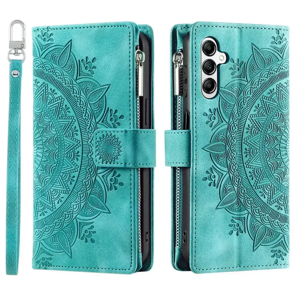 Material: Silicon, Color: Light Blue - A55 A34 A15 5G Zipper Wallet CrossBody Leather Case for Samsung Galaxy A54 Luxury Cover A55 A35 A14 A05 A04 A05s 35 A 55 54 Etui