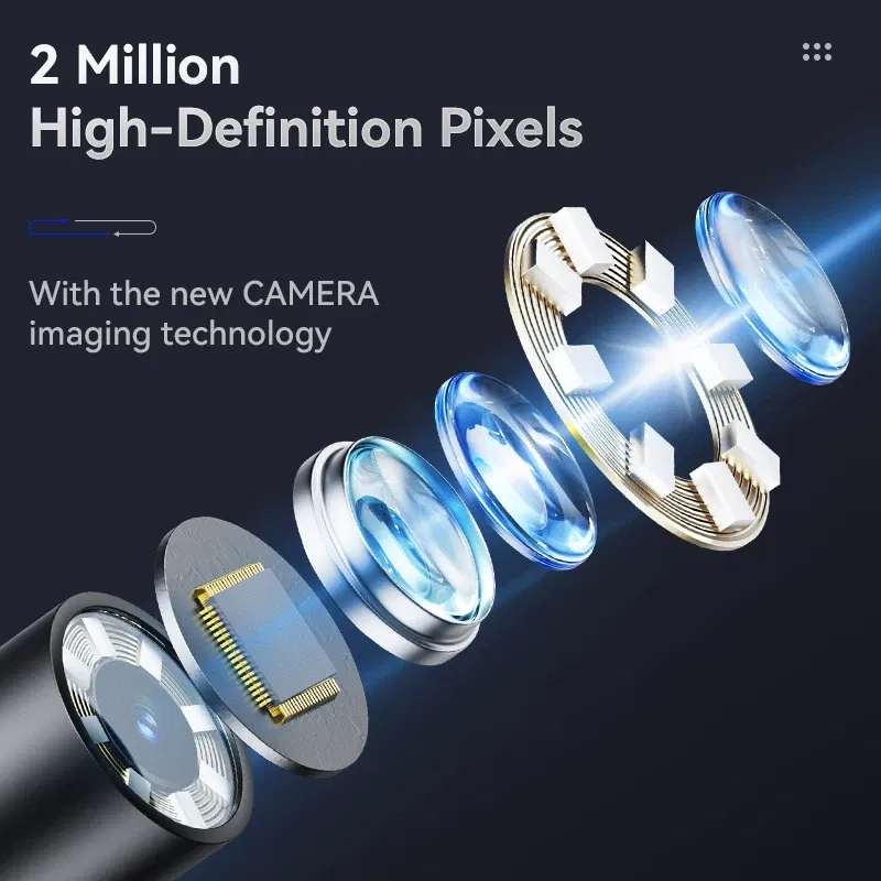 Color: Gold, Cable Length: 1m - 360?° Articulated Endoscope,Joystick Articulated Endoscope Camera with Steerable Probe, Compatible with iPhone and Android