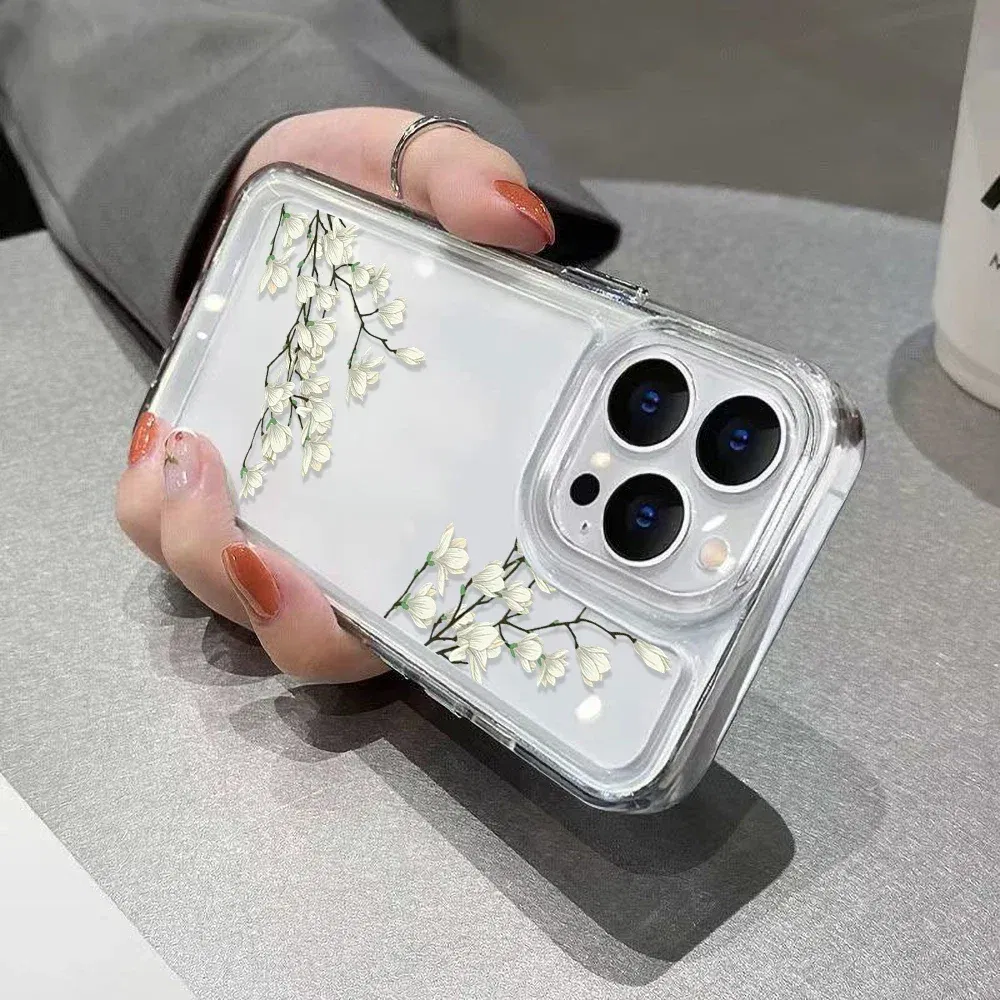 Material: PE, Color: Red - High Transparency Case iPhone 15 14 13 12 11 XSM XR X 6 7 8 Plus Case Jasmine Clear Case iPhone Aesthetic Korean Phone Case