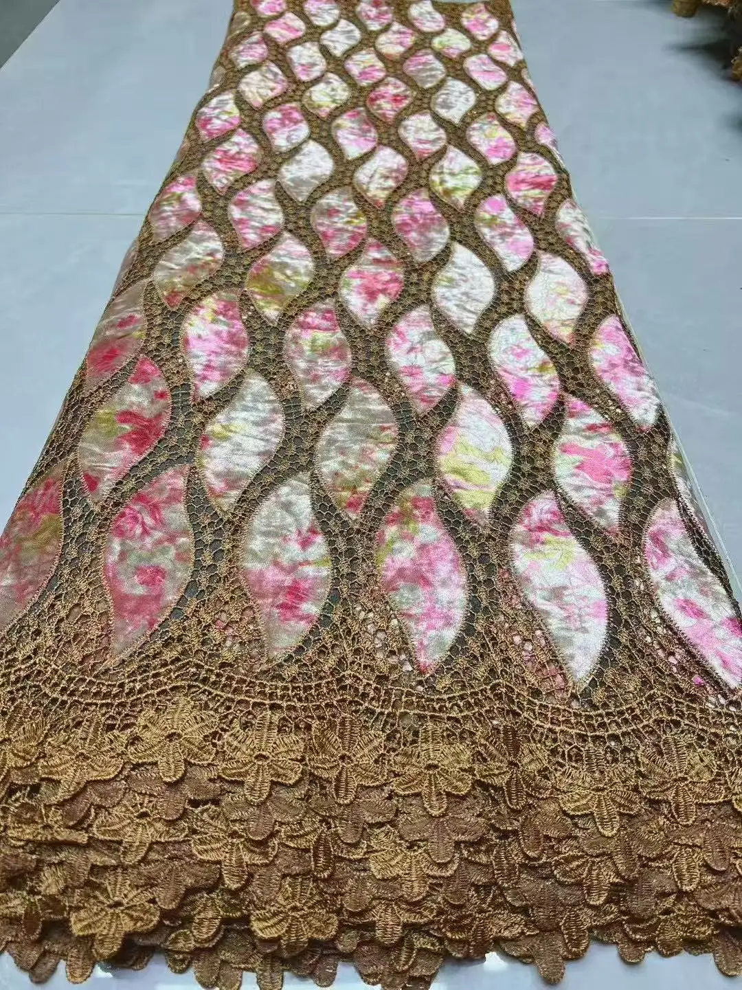 Color: Red, Width: 120cm, Length: 5 yards - African Velvet Lace Fabrics 2025 High Quality Women Party Women Embroidery Nigerian French Lace Materials For Wedding Material