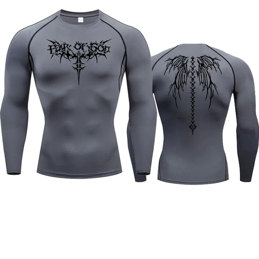 Color: WHITE, Size: XXXL - Men's Compression Shirt Anime Print Gym Sport Quick Dry Gym TShirts Fitness Athletic Undershirts Elasticity Tops Tee Summer Male