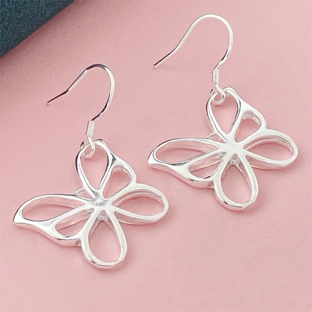 Gem Color: RED - 925 Silver Heart Shape Earrings Women Exquisite Student Jewelry Accessories