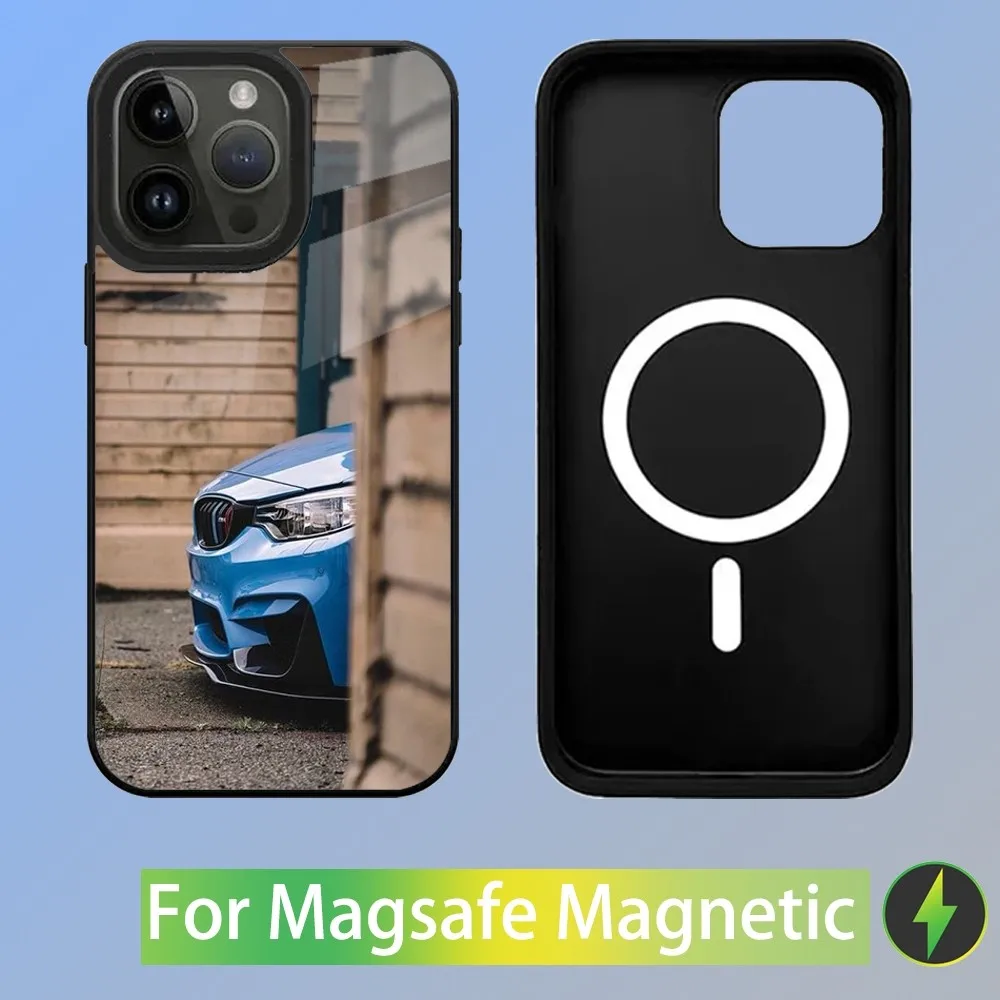 Color: Gold, Material: Cotton Fabric - Cool Sport Car B-BMW Phone Case For iPhone 16,15,14,13,12,11,Plus,Pro,Max Mini Magsafe Magnetic Wireless Charging