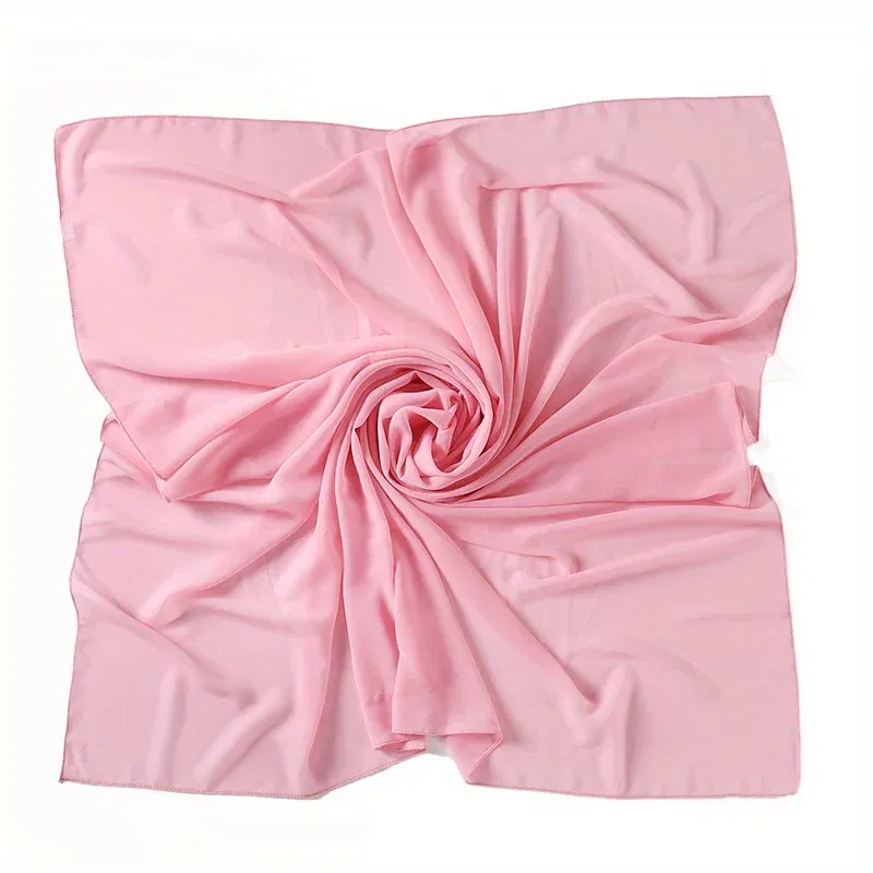 Color: Red, Size: One Size - A Pure Color Silk Scarves Imitation Silk Stripes Fashion Shawl Sunscreen Scarves Chiffon Scarf 110 * 110 CM