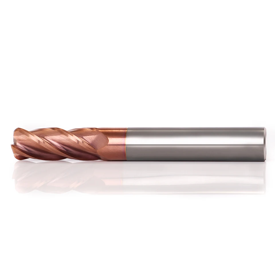 Cutting Edge Diameter: 2.4MM, Dimensions: R0.5*12d*30H*75L - AUGT HRC55 Carbide Bull Nose End Mill 4Flutes Copper Milling Cutter Alloy Coating Tungsten Steel Cutting Tool For CNC Maching