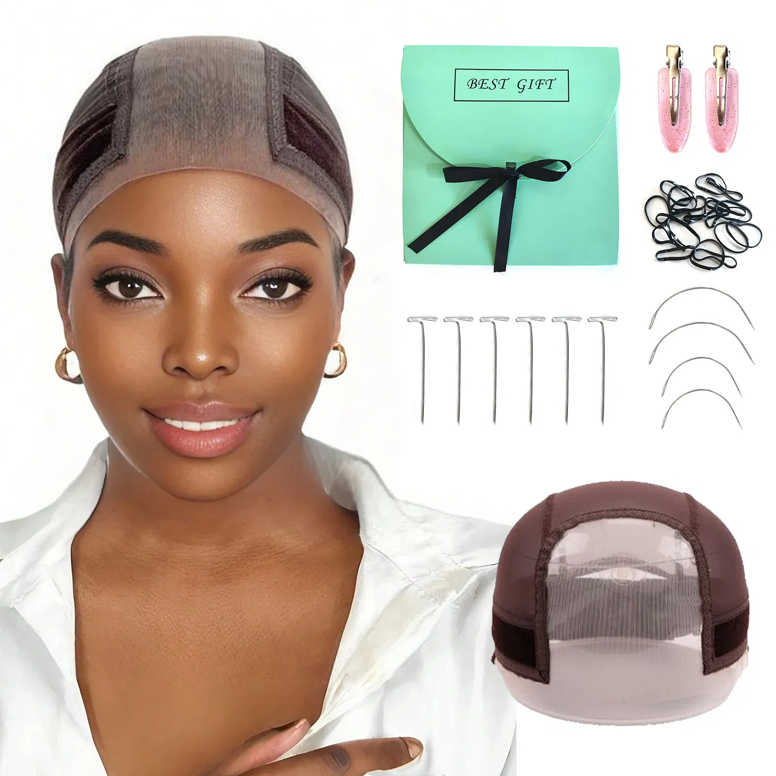 Color: Light Brown - Wig Cap with Grip Band for Keeping Wigs in Place, More Full Cap-wide Transparent Lace for Lace Front Wigs