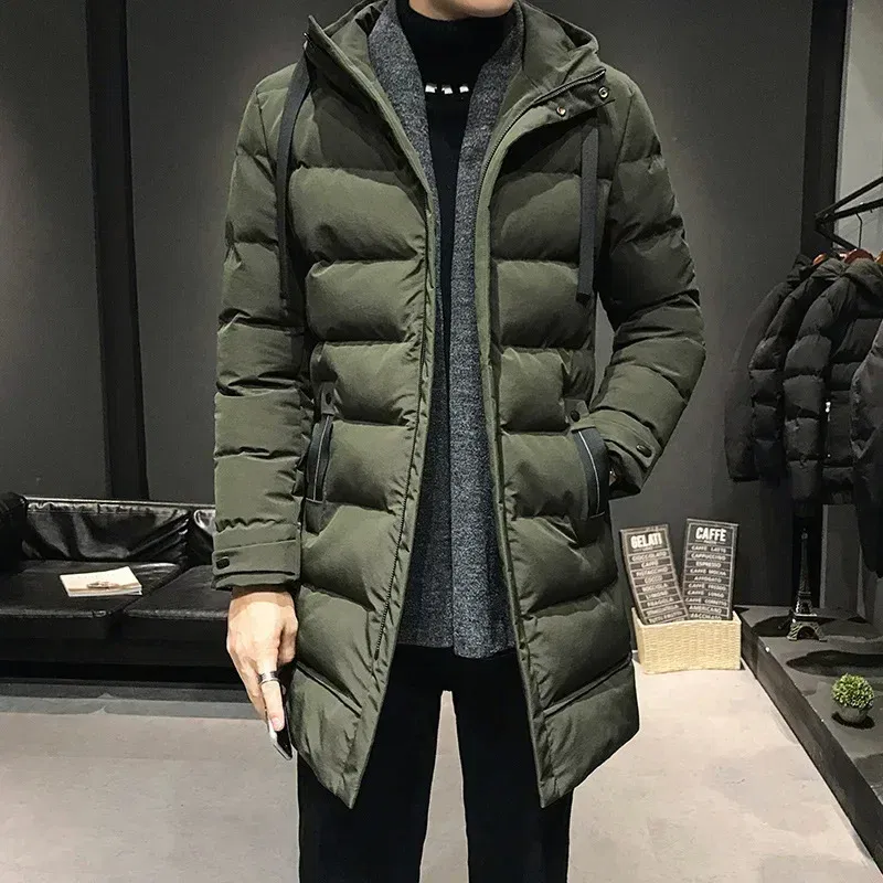 Color: Blue, Size: 4XL - Men Long Down Jackets Winter Coats Chaquetas Hooded Casual Winter Parkas High Quality Male Green Warm Parkas Coats Size 8XL