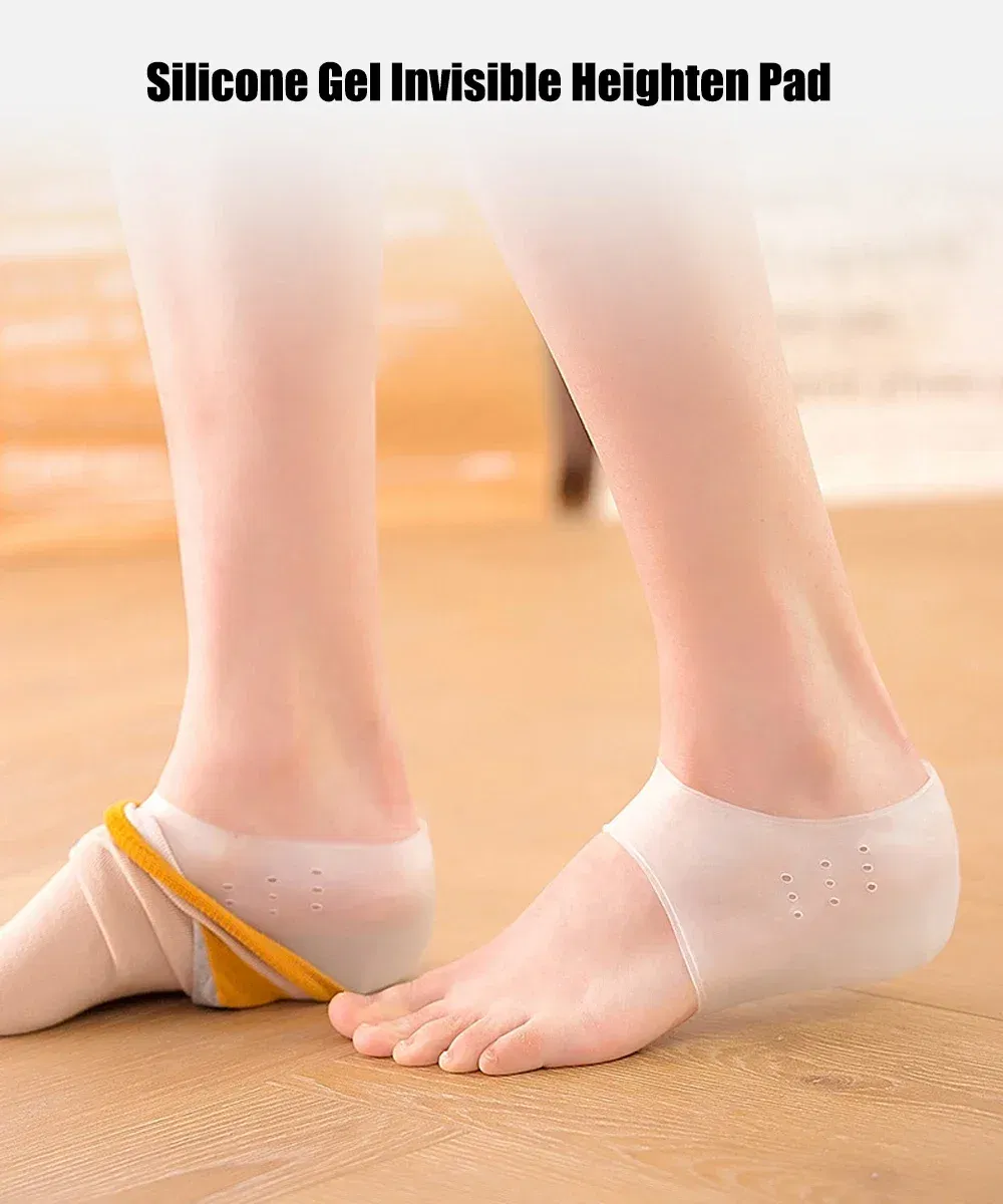 Color: GRAY, Shoe Size: 0.5, Ships From: CHINA - Silicone Height Increase Insoles for Man Woman Shoes Lift Insert Gel Shoe Pads With Breathable Holes Invisible Height Heel Socks