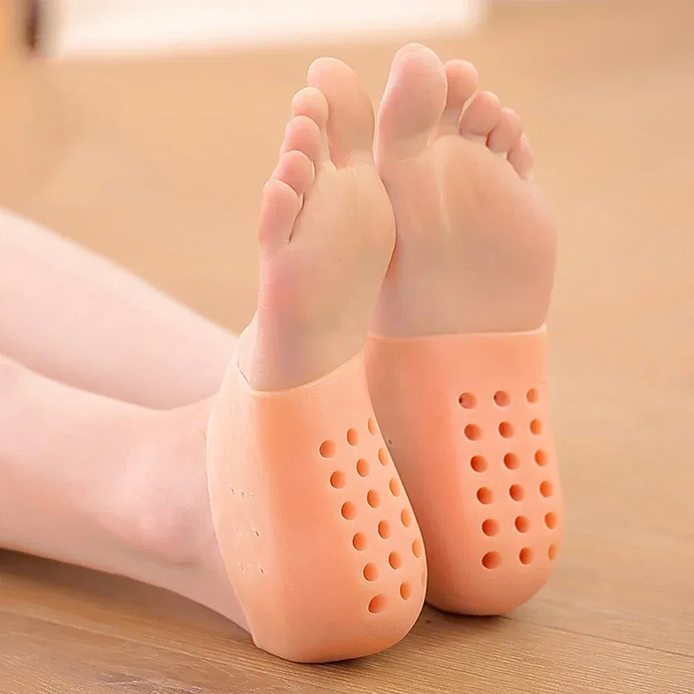 Color: GRAY, Shoe Size: 0.5, Ships From: CHINA - Silicone Height Increase Insoles for Man Woman Shoes Lift Insert Gel Shoe Pads With Breathable Holes Invisible Height Heel Socks
