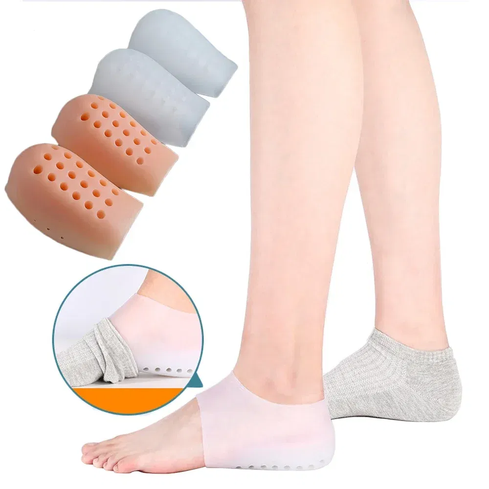 Color: GRAY, Shoe Size: 0.5, Ships From: CHINA - Silicone Height Increase Insoles for Man Woman Shoes Lift Insert Gel Shoe Pads With Breathable Holes Invisible Height Heel Socks