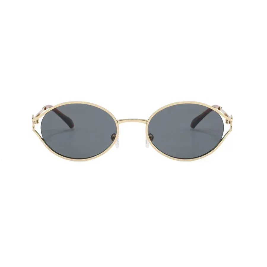 Lenses Color: green - Luxury Brand Designer Oval Sunglasses For Women Sexy Metal Frame Small Round Sun Glasses Ladies Stylish Eyewear Shades UV400