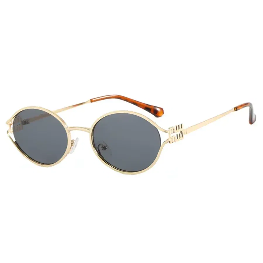 Lenses Color: green - Luxury Brand Designer Oval Sunglasses For Women Sexy Metal Frame Small Round Sun Glasses Ladies Stylish Eyewear Shades UV400