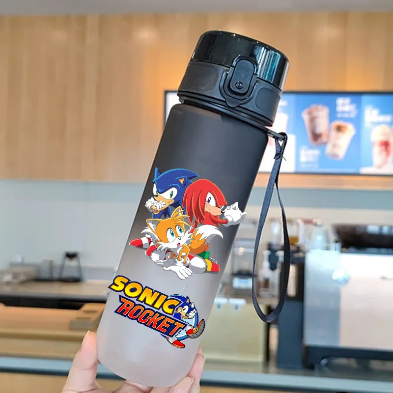 Color: green - new Sonic the Hedgehog Frosted Progressive Color Water Child Cup Outdoor Large Capacity Sport Flip Cover Drinking Birthday gift