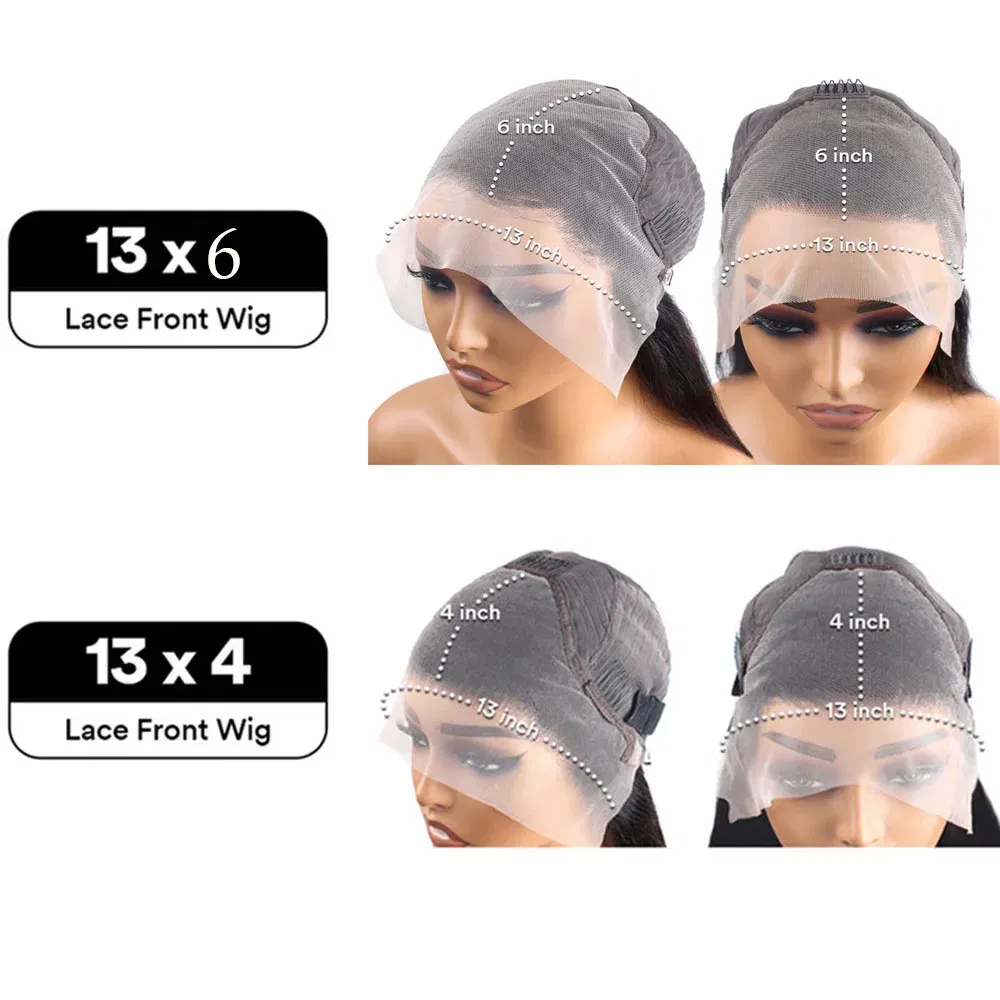 Hair Color: #6, Stretched Length: 38inches, Density: 180%, Ships From: CHINA - 30 38 Inch 13x6 HD Body Wave Lace Front Wig Pre Plucked Black Loose Wave 13x4 Lace Frontal Wig 100% Human Hair Wigs For Women