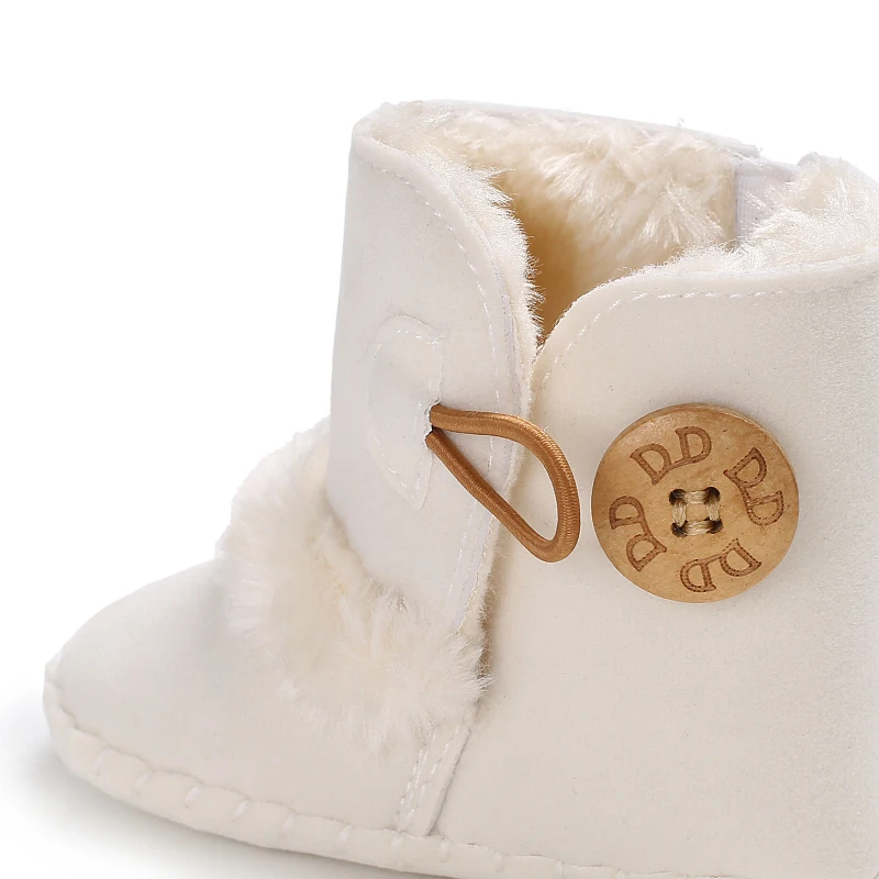 Color: Gold, Baby Age: 13-18 Months - 2022 Baby Autumn Winter Boots Baby Girl Boys Winter Warm Shoes Solid Fashion Toddler Fuzzy Balls First Walkers Kid Shoes 0-18M